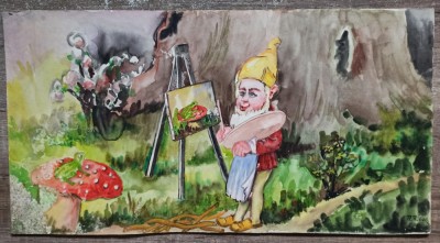 Pitic pictand// acuarela Rodica Raileanu foto