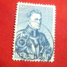 Timbru Olanda 1933 -400 Ani Wilhelm I Orania ,12 1/2 albastru ,stampilat