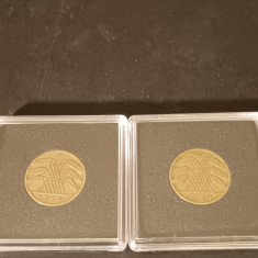 Lot 2 monede 10 pfennig 1924 G + J , in capsule , stare FB [poze]