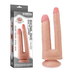 Dildo Dublu Lovetoy "Skinlike Soft" 22,35 cm - Natural##