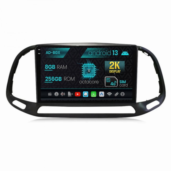 Navigatie Fiat Doblo (2015+), Android 13, X-Octacore 8GB RAM + 256GB ROM, 9.5 Inch - AD-BGX9008+AD-BGRKIT359