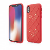 Husa Vetter pentru iPhone Xs, Smart Case, 3D Rhombus Design, Rosu