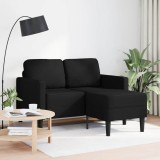 Gossi canapea cu 2 locuri cu sezlong in forma de l neagra 125 cm