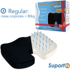 Perna ortopedica sezut Suporto coccis Fermitate Regular, Negru,masa corporala sub 80 KG, 45 x 36 x 8 cm, cu perforatii