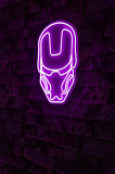 Decoratiune luminoasa LED, Iron Man, Benzi flexibile de neon, DC 12 V, Roz, Neon Graph