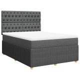 Cumpara ieftin Pat box spring cu saltea, gri inchis, 140x200 cm, textil