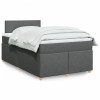VidaXL Pat box spring cu saltea, gri &icirc;nchis, 120x200 cm, textil 3286641