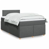 VidaXL Pat box spring cu saltea, gri &icirc;nchis, 120x200 cm, textil 3286641