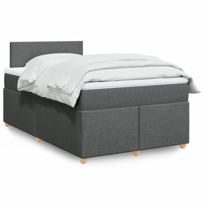 vidaXL Pat box spring cu saltea, gri &icirc;nchis, 120x200 cm, textil 3286641