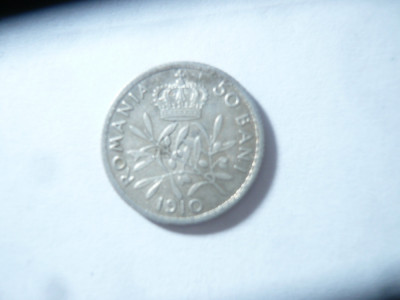 Moneda 50 Bani 1910 Carol I ,argint ,cal.Buna -F.Buna foto