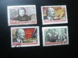 Serie mica URSS 1960 - 90 Ani de la nasterea lui Lenin , 4 valori stampilate