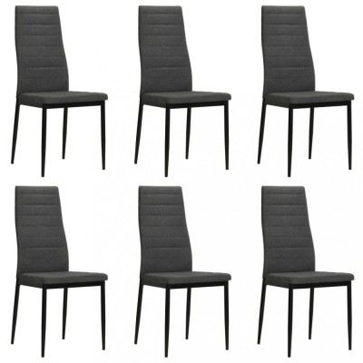 vidaXL Scaune de bucătărie, 6 buc., gri &amp;icirc;nchis, material textil foto