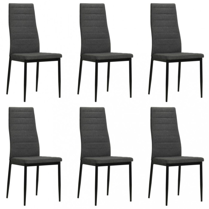 vidaXL Scaune de bucătărie, 6 buc., gri &icirc;nchis, material textil