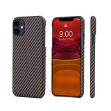 Husa Fibra Aramida Pitaka MagEZ pentru Apple iPhone 11, Car Case Magnet, Tesatura diagonala (Twill), Neagra Roz Auriu KI1106R