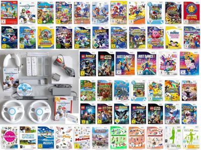 set Wii+HDMI+310 jocuri+2manete+2volane Dance2020, Mario,Wii Sports,Lego,Fifa foto