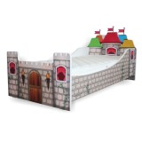 Pat pentru copii Castelul Printesei, Pal melaminat, margini rotunjite PVC, 2-8 ani, 144x78x66 cm, multicolor