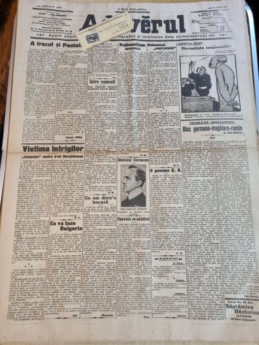 adevarul 30 martie 1915-articole primul razboi mondial,marghiloman