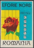 Romania anii 70-80 - Vigneta de bagaje Hotel CARMEN din Eforie Nord, ONT Carpati, eticheta hoteliera, promovare turistica