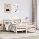 Cumpara ieftin Cadru de pat cu tăblie, 140x200 cm, lemn masiv de pin