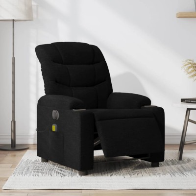 vidaXL Fotoliu electric de masaj rabatabil, negru, textil foto
