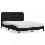 Gossi cadru de pat cu lumini led, negru, 140x190 cm, piele ecologica