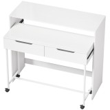 HOMCOM Birou pentru calculator extensibil 100 cm cu 2 sertare, birou cu depozitare, stil modern, alb | Aosom Romania