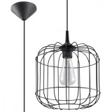 Lampă Suspendată Celta Neagră Oțel 1 Bec Oval Industrial De Interior