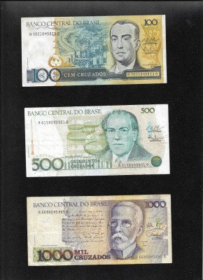 Set Brazilia 100 + 500 + 1000 cruzados foto