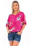 C644-55 Bluza cu model floral si maneci trei sferturi