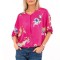 C644-55 Bluza cu model floral si maneci trei sferturi