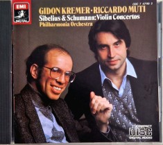 Gidon Kremer, Riccardo Muti, Philharmonia Orchestra / Sibelius &amp; Schumann &lrm;&ndash; Violin Concertos _ NM / NM _ cd muzica clasica _ Angel EU 1984