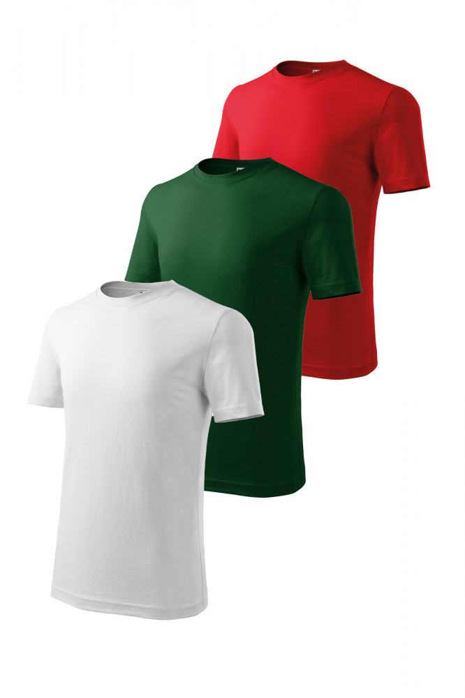 Set 3 tricouri de copii, Malfini, Adventurer, Alb/Verde sticla/Rosu, 122 CM  | Okazii.ro