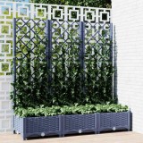 Cumpara ieftin Jardinieră de grădină cu spalier,albastru gri,120x40x121,5 cm, PP