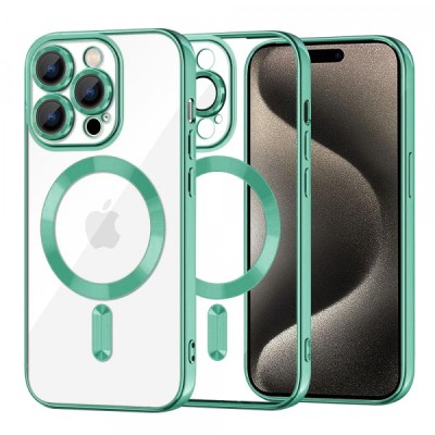 Husa MagSafe pentru Apple iPhone 15 Pro Max, Techsuit, Luxury Crystal, Verde Deschis foto