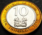 Cumpara ieftin Moneda exotica bimetal 10 SHILLINGS - KENYA, anul 2010 *cod 5102 A = UNC