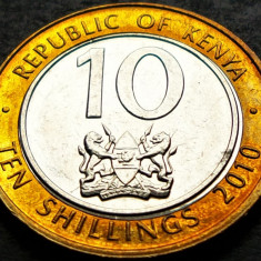 Moneda exotica bimetal 10 SHILLINGS - KENYA, anul 2010 *cod 5102 A = UNC