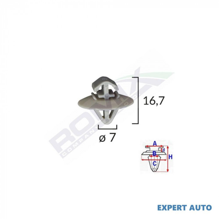 Clips fixare elemente exterioare pentru iveco/opel/renault 7x16.7 - gri set 10 buc UNIVERSAL Universal #6