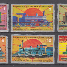 M2 TS1 11 - Timbre foarte vechi - Guineea Ecuatoriala - locomotive