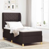 vidaXL Pat cu saltea cu arcuri Gri &icirc;nchis 90x190 cm Maro &icirc;nchis