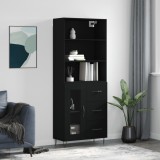vidaXL Dulap &icirc;nalt, negru, 69,5x34x180 cm, lemn compozit