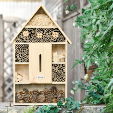 Outsunny Casa pentru Insecte cu 5 niveluri din Lemn si Bambus, pentru Gargarite si Albine foto