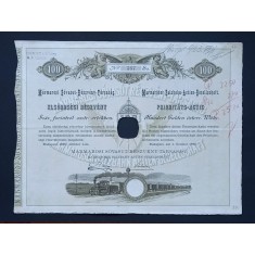 Maramures, Cale ferată &icirc;ngustă - transport sare, Acțiune 100 Gulden 1890.