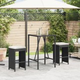 VidaXL Scaune de bar pentru grădină cu perne, 2 buc., negru, poliratan 368686