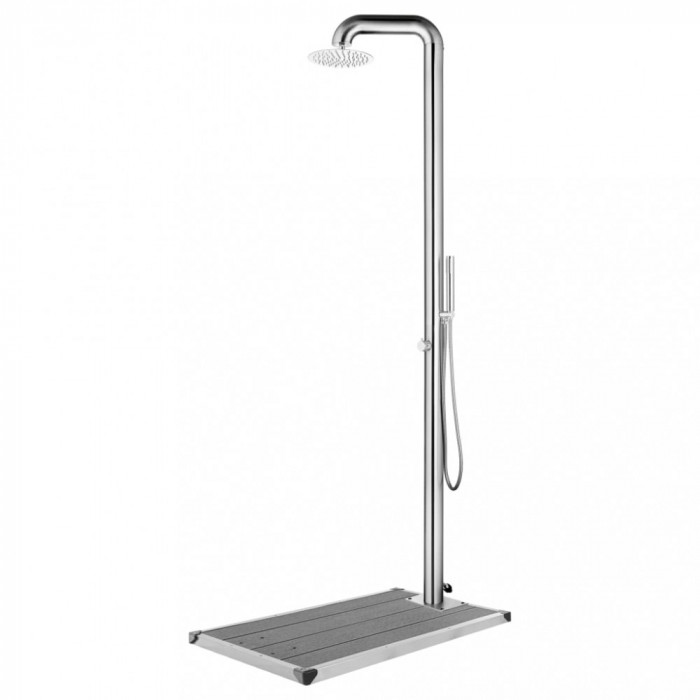 vidaXL Duș de grădină cu bază gri, 230 cm, oțel inoxidabil 3070794