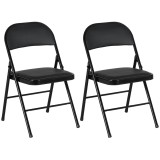 HOMCOM Lot de 2 scaune pliante scaune de dining portabile cadru din oțel dim. 45l x 46P x 78H cm negru | Aosom Romania