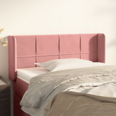 Tablie de pat cu aripioare roz 83x16x78/88 cm catifea GartenMobel Dekor foto