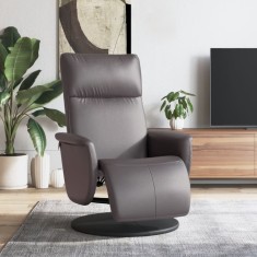 vidaXL Fotoliu rabatabil cu suport de picioare, gri, piele ecologică