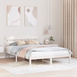 vidaXL Cadru de pat cu tăblie alb 160x200 cm Lemn masiv de pin