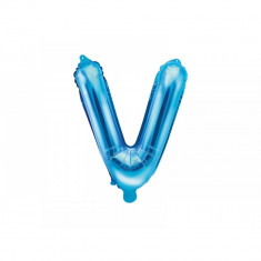 Balon folie metalizata litera V, albastru, 35cm foto