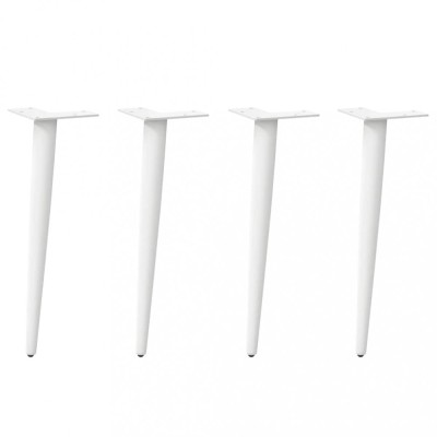 vidaXL Picioare pentru măsuță de cafea, formă conică, 4 buc., alb, 42-43 cm, oțel foto